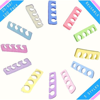 Pedicure Manicure Toe Separators Spacers Durable Soft Foam Individually Wrap Disposable For Nail Finger Foot Spa Professional Quality Home or Salon (60 Pack