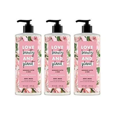 Love Beauty and Planet Murumuru Butter & Rose Bountiful Moisture Body Wash, 473ml (3 battles)