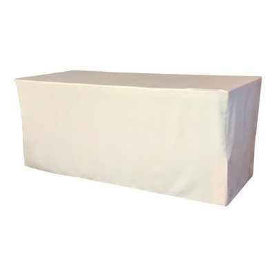 LA Linen TCpop-fit-96x30x30-IvoryP25 2.77 lbs Polyester Poplin Fitted Tablecloth Ivory