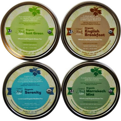 Heavenly Tea Leaves Organic Loose Leaf Tea Sampler, Whole Leaf Gift Box, 4 Count