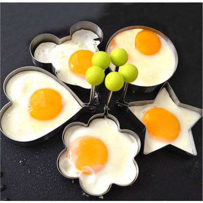 BeautyTale 5-Shape Fried Egg Rings Non Stick Stainless Steel Pancake Mold Cooking Tools for Making Cakes,Meatloaf,Biscuits