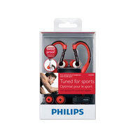 Philips Waterproof Earhook Headphones - Red