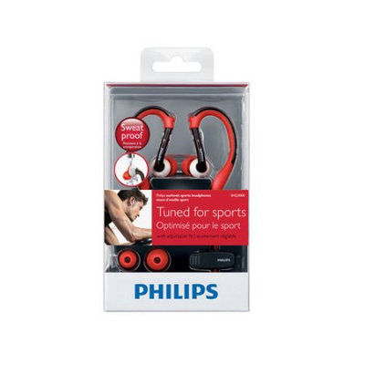 Philips Waterproof Earhook Headphones - Red