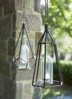Melrose Set of 2 Geometric Hanging Tea Light Holders with a Bronze Finish 17'