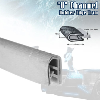 Car Elements White Car Edge Trim Seal Interior & Exterior PVC Rubber U Channel DIY Waterproof Weather Shield Anti Dust (30ft)