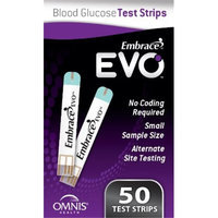 Omnis Health APX02AB0802 Embrace EVO Blood Glucose Test Strips 50 Count Vial
