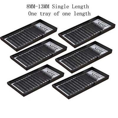 FUZHAN 6 Packs of ZZKF Mink Individual Eyelash Extensions 0.20mm thickness 8mm-13mm Single Lashes