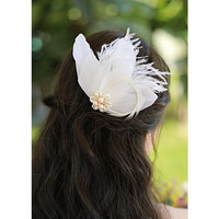Missgrace Bridal Bridesmaid Wedding Feather Hair Comb Clip Women Crystal Hair Clip Headpiece for Wedding Party and Special Occasions