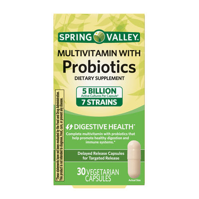 Spring Valley Multivitamin With Probiotics Vegetable Capsules, 30 Ct