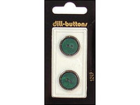 Dill Buttons 18mm 2pc 2 Hole Dark Green/Gold