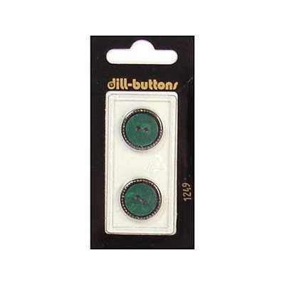 Dill Buttons 18mm 2pc 2 Hole Dark Green/Gold