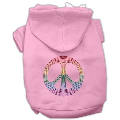 Mirage Pet Products Rhinestone Rainbow Peace Sign Hoodies, 20, Pink
