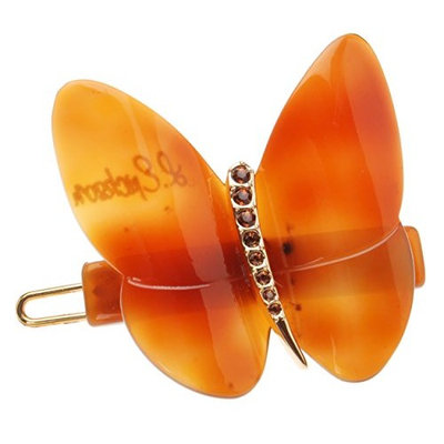 L. Erickson Crystal Butterfly Tige Boule Barrette - Tortoise/Topaz