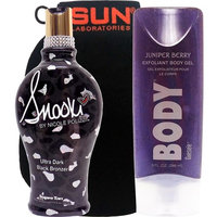 Snooki - Ultra Dark Black Bronzer 12 Oz | Juniper Berry Exfoliating Body Scrub 9 oz + Tan Removal/Exfoliating Mitt by Sun Laboratories