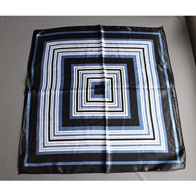 Blue Black white Satin silky feel square scarf wrap neckerchief tie kerchief