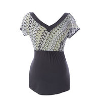 JULES & JIM Maternity Women's V-Neck Blouse, Medium, Grey/Multi