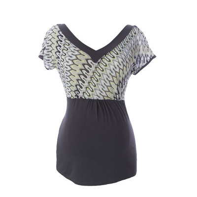 JULES & JIM Maternity Women's V-Neck Blouse, Medium, Grey/Multi