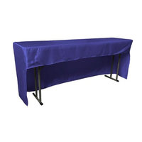 LA Linen TCbridal-OB-fit-96x18x30-RoyalB50 Open Back Fitted Bridal Satin Classroom Tablecloth Royal Blue - 96 x 18 x 30 in.