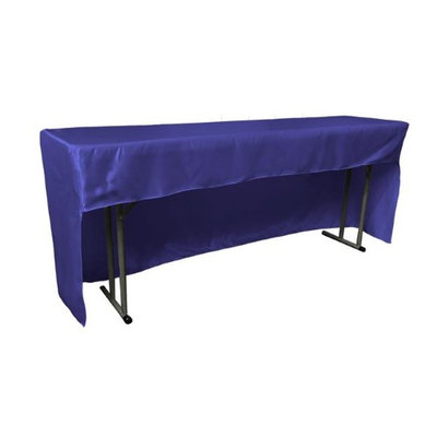 LA Linen TCbridal-OB-fit-96x18x30-RoyalB50 Open Back Fitted Bridal Satin Classroom Tablecloth Royal Blue - 96 x 18 x 30 in.