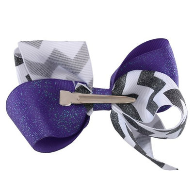 Reflectionz Black White Chevron Purple Sparkle Medium Hair Clippie