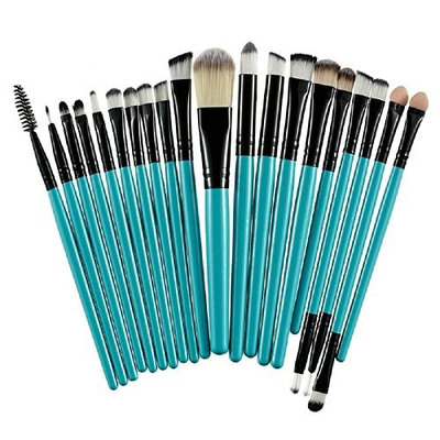 Makeup Brushes 20 Piece Professional Makeup Brush Set Aqua and Black Winsome Faire