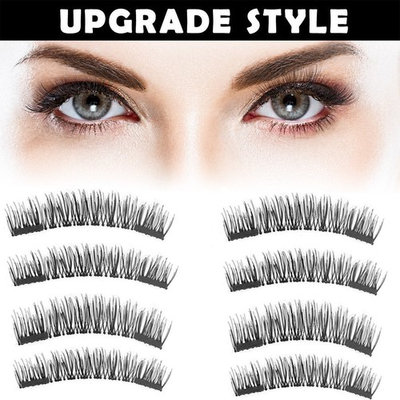 Magnet Eyelashes-Dual Magnetic False Eyelashes with NO GLUE 3D Fiber Reusable Best Fake Lashes Extension for Natural Look,Perfect for Deep Set Eyes (-2 Pair/8 Pieces)