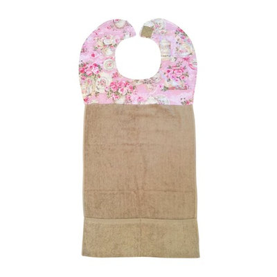 Rose Garden Teapot Beige Towel Bib - Reversible - Pockets