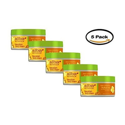 PACK OF 5 - Alba Botanica Hawaiian Body Cream Deep Moisturizing Kukui Nut, 6.5 OZ