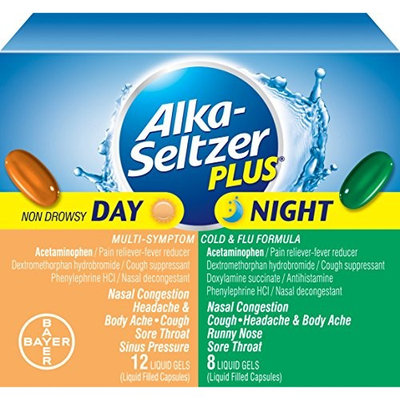 2 Pack - Alka-Seltzer Plus Day & Night Cold & Flu Liquid Gels 20 Count Each