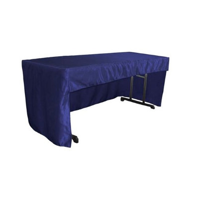 LA Linen TCbridal-OB-fit-96x30x30-RoyalB50 2.47 lbs Open Back Fitted Bridal Satin Classroom Tablecloth Royal Blue - 72 x 30 x 30 in.