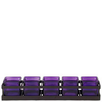 Couronne Co. Five Square Glass Containers & Metal Linear Stand, Violet