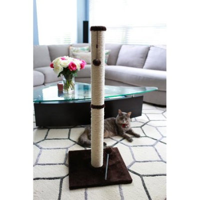 One Source International, Llc 36 inch Sisal Scratching Post (Dark Chocolate Fur 16x16 Base)