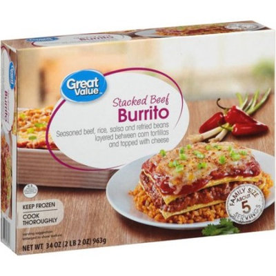Great Value Stacked Beef Burrito, 34 oz.