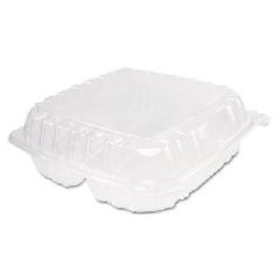 Dart 3-Compartment Clearseal Plastic Hinged Container 100/Bag in Clear