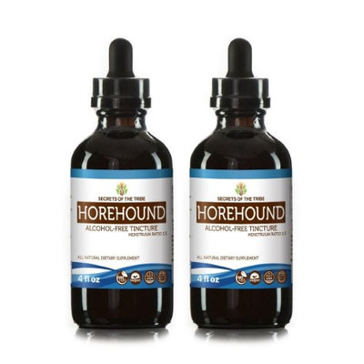 Secrets Of The Tribe Horehound Tincture Alcohol-FREE Extract, Organic Horehound (Marrubium vulgare) Dried Herb 2x4 oz