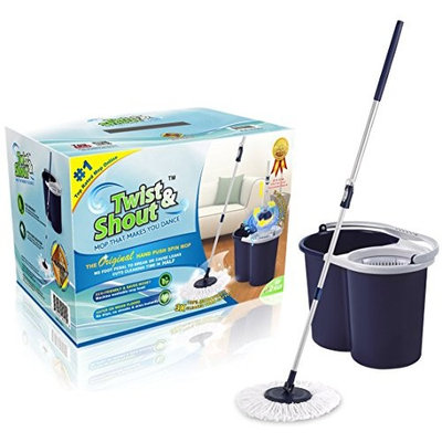 Twist and Shout Mop - The Original Hand Push Spin Mop - Life Time Warranty - 2 Microfiber Mop Heads Included