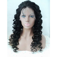 Virgin Malaysian Deep Wave Curl Full Lace Wig Grade AAA 180% Density