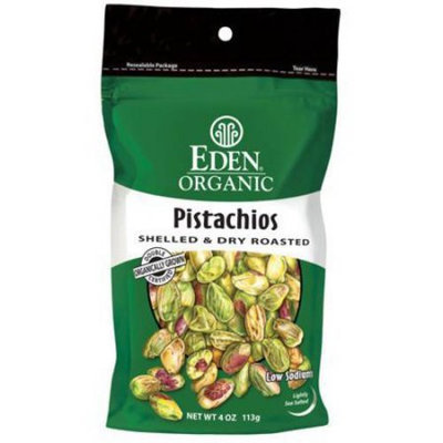 Eden Organic Eden Pistachios, Shelled & Dry Roasted, Organic, 4 Ounce (Pack of 3)