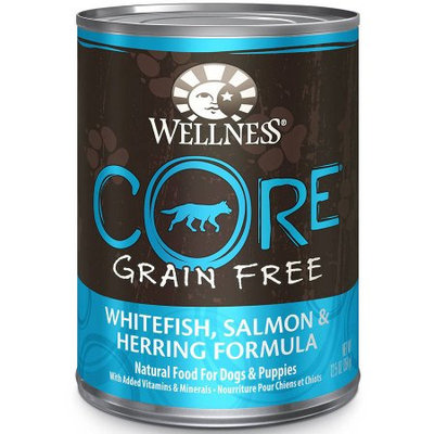 Wellness CORE Grain-Free Canned Adult Dog Food, Salmon, Whitefish, & Herring, 12.5 oz