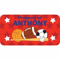 Personalized Kids Property Labels, All Star Boy