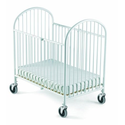 Foundations Pinnacle Folding Compact Fixed-Side Steel Crib with Innerspring Mattress, White