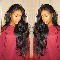 Isshin Beauty 8A Glueless Full Lace Human Hair Wigs With Baby Hair Body Wave 130% Density Natural Black Brazilian Virgin Hair Bleached Knots Lace Front Wigs For Black Women 22inches Natural Color