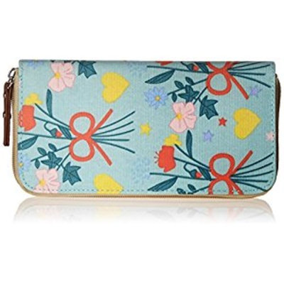 Pink Lining Wallet Diaper Bag, Blue Bouquet