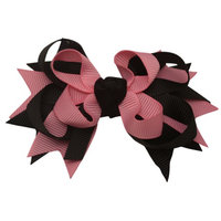Sophia's Girls Pink Black Colored Grosgrain Stacked Bow Alligator Hair Clippie