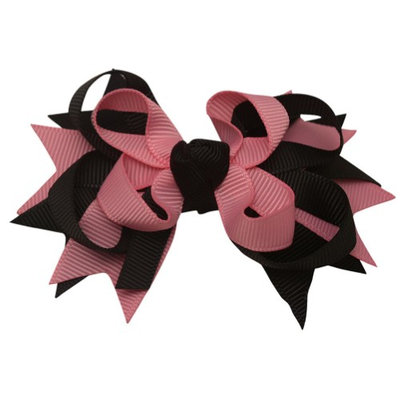 Sophia's Girls Pink Black Colored Grosgrain Stacked Bow Alligator Hair Clippie