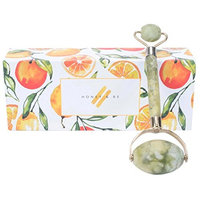 Honey & Be Jade Roller - Premium Quality 100% Natural Authentic Anti Aging Double Neck Healing Slimming Massager Jade Roller Therapy for Face Rejuvenating Skin Tool Includes Travel Pouch