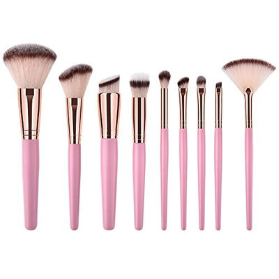 Jocestyle 9pcs Soft Hair Wood Handle Contour Face Pro Makeup Brushes Set Beauty Tool