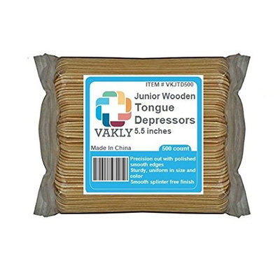 Vakly Junior Wooden 5.5 inches Tongue Depressors (Pack of 500)