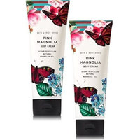 Bath and Body Works 2 Pack Pink Magnolia with Magnolia Oil Body Cream 8 Oz.