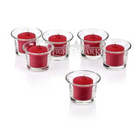 Light In The Dark Clear Glass Lip Votive Candle Holders with Red Votive Candles (Set of 72)